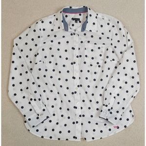 Talbots Medium white Navy Polka Dot Long Sleeve Shirt